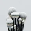 New Black Makeup Brushes Set 11pcs - Cerdas sintéticas suaves Beauty Face Eye Foundation Powder Blush Eye Shadow Higlighter Shape Contorno Cosméticos Herramientas de mezcla