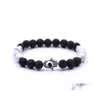 voiture dvr brins de perles beaucoup de couleur pierre naturelle fatima hamsa main hommes bracelet noir mat lave chakra énergie bijoux d'été drop livraison dh0lc