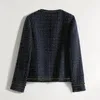 Damen Jacken Koreanischen Stil Tweed Frauen Elegante Mischung Wollmantel Mit Taschen Weibliche Herbst Einreiher Outwear Büro Dame 230301