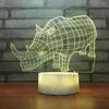 Lampes de table rhinocéros chevet atmosphère Led 3d coloré tactile petite lampe cadeau de noël pour bébé chambre lumières nuit