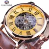 Forsining Classic Retro Design Severon Golden Roman Number Brown Leather Leather Menical Watch Top Brand Luxury Automatic Watch267S