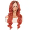 Women Front Lace Wig Chemical Fiber Gradient Long Curly Wigs Full Head Cover 26inch