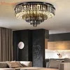 Ceiling Lights Luxury Black Crystal Chandelier Lamp Round Living Room Bedroom Indoor Home Light Fixtures