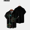 Mäns T -skjortor 2023 3D Print målning Floral Hawaiian Shirt Men Kvinnor avvisar krage vintage Street Men's Plain