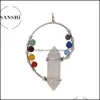 car dvr Pendant Necklaces Fashion 7 Chakras Wire Wrap Conch Shape Natural Healing Stone Crystal Quartz Pendum Opal Amethyst Pink Necklace Dr Dhkgj