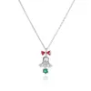 Choker Cute Zircon Crystal Bell Necklace For Women Men Stainless Steel Pendant Necklaces Jewelry Christmas Gift Collier