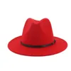Wide Brim Hats Men Women Black Red Fedora Hat Elegant Lady Trilby Jazz Cap Panama
