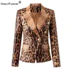 Costumes de femmes Blazers Harleyfashion Spring High sreeet Femmes Blazer Jacket Unique Snake Pattern Animal Dames Pu Leather Veste 230228