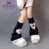 Meias Hosiery japonês harajuku garotas de dois lados de desgaste de pernas mais quentes góticas lolita lolita preta branca rosa amor cruzamento de malha doce tampa da perna 230301