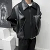 Men's Jackets 2023 Autumn Fashion Irregular Designer Patchwork Woolen Leather Jacket Korean Elegant Luxury Men's Punk Trendy Coat PU