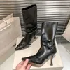 Black Fashion Boots High-Haked Buckle puntige tenen Designer laarzen damesschoenen