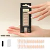 French Tip Press On Nails Medium Black Almond Fake Nails Short Reusable False Nails 24 Nail Kit with Adhesive Tabs