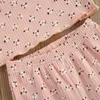 Ensembles de vêtements 2 pièces tenues florales pour tout-petits bébé fille sans manches bretelles spaghetti col en forme de U débardeur pantalon évasé (rose)