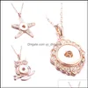 voiture dvr Pendentif Colliers Noosa Snap Button Collier Or Rose Hibou Étoile Morceaux De Cristal Simple Fit 18Mm Boutons Bijoux Drop Delivery Pendentifs Dhh5O