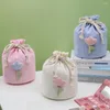 Makeup Brushes Corduroy Small Items Storage Bag Multifunctional Drawstring Stationery Pens Packs Foldable With Tulip Christmas Gifts For