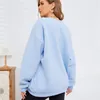 Womens hoodies tröjor himmelblå överdimensionerad fleece koreansk stil bomull långärmad pullover rund hals söt björn grafik för kvinnor 230301