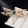 Brosches Korean Stylish Dragonfly Insect For Women Colorful Cubic Zirconia Pins Fashion Jewelry Scarf Suit tröja Tillbehör