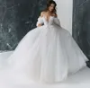 New High Side Split Wedding Dress V-Neck Puffy Sleeve Brides Gown Lace Appliques 3D Flowers Princess 2023 Vestidos De Noiva