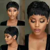 Hair Wigs Short Straight Brown Pixie Cut Wig Human for Black Women Part Lace Ombre Blonde Burgundy Brazilian Remy Allure 220722