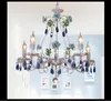 Chandeliers Modern White Blue Rose Style Chandelier Light Luxury Decorative Pendant Lamp Indoor Iron Crystal Dining Room LightingChandeliers