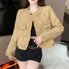 Women's Jackets Fashion Korean Chic Vintage Tweed Woolen Jacket Coat Women Autumn Single Breasted Plaid Luxury Tassel Office Lady Outwear