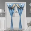 Curtain Modern Blue Creative Middle Split Blackout Curtains Set With Tassle Valance For Living Room Bedroom Ready Made Blinds Drapes