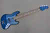 4 strängar Blue Body Electric Bass Guitar med Flame Maple Veneer kan anpassas