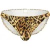 Mutande Slip da uomo estivi Nylon Doppio cavallo Confortevole Traspirante Sexy Stampa leopardata Intimo giovanile morbido ad asciugatura rapida