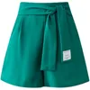 女性のショートパンツファッションハイウエスト包帯レッグ女性用カジュアルワーク2023夏のグリーンブラックホワイトガールショート