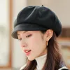 Berets Fashion Solid Color Octagonal Hats для женщин Осень Зимний стильный художник художник Beret Женский Sboy Caps Boina Mujer