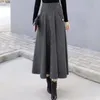 Röcke Woolen Frauen Vintage Elegante Büro Tragen Midi Plissee Rock Mode Hohe Taille Weibliche Plaid Herbst Winter