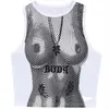 Sexy Body Womens T Shirt Print Contrast Color And Versatile Vest Niche Slim Fit