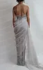 Partykleider grau sexy einzigartige Abschlussballkleid Spaghetti -Riemen ärmellose Applique Split Chiffon Plus Größe Frauen formelle Abend Elegantes Kleider