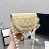Taschen Abend-Klappenkette Umhängetaschen Designer Frankreich Damen Claic Flap gesteppte Perlenkette gesteppte Taschen Geldbörse mit silbernen Metallbeschlägen Crob 2023