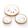 Smyckespåsar 3st/Set Round Bamboo Display Stand Earrings NexKlaces Pendants Props Packaging