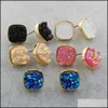 car dvr Stud Teardrop Square Round Druzy Drusy Earrings Gold Plated Mini Resin Christmas Gift Drop Delivery Jewelry Dhntt
