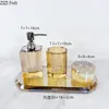 Ensemble d'accessoires de bain Kit de toilette en verre cristal Distributeur de savon quatre pièces Rince-bouche Coupe Plat avec plateau El Home Accessoires de salle de bain