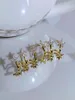 Kolczyki stadnorskie koreańskie luksusowe luksus inkruszczony cyrkon trzy kwiaty dla kobiet mody kryształowe ucha sud eleganckie prezenty na imprezę biżuterii