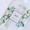 Andra evenemangsfestleveranser 50x Green Flower Wedding Inbjudningar med Silver Glitter Tag Vellum Wrap utskrivbar inbjudan för brudduschfödelsedag 230228