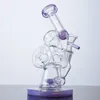 Sidecar Hookahs 7 pouces de haut Donut fendu Perc Conduites d'eau Double recycleur Bongs en verre 4mm d'épaisseur Oil Dab Rigs avec 14 joints femelles