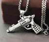 Hänge halsband rostfritt stål revolver pistol halsband kedja -män rocker hip hop smycken