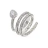 Cluster Rings 2018 Новейшее дизайнерское кольцо с длинным змеем с полным микрофоренным CZ Fashion Women Women Silver Color Wholesale G230228