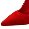 Dress Shoes PLUS Size 34-40 Sexy Cut-Outs Sweet Bowtie Women Pumps Concise Solid Flock Pointed Toe Shallow High Heels For1