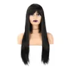 Moda damska grzanka powietrza czarne długie proste włosy chemiczne peruk