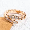 S Designers Ring Sier Plated for Women Open Snake Pattern Easy to Deform Lady Bone Rings Full Diamond Top Level Gift Casual Fashion Party