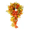 زهور الزخارف البرتقالية مفيدة لورق الخريف الزهر الاصطناعي إكليل الباب متين إكليل ريفي للبناء