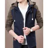 Heren Jackets Mooie modejack Men Spring herfst Hooded Patchwork Color Parka Young Casual Slim Solid