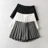 Saias verão cintura alta saias mulheres sexy mini saias vintage saia plissada coreano tênis saias curto branco preto 230301