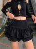 Skirts AltGoth Streetwear Mall Goth Skirt Women Harajuku Y2k E-girl High Waist Bandage Mini Skirt Dark Gothic Punk Emo Alt Club Wear 230301