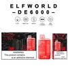 Original Elfworld DE6000 Puffs Disposable Vape Pod E Cigarette With Rechargeable 550mAh Battery Prefilled 13.5ml Carts 6000 Puff Bar Pen VS lost Mary bm os bc5000